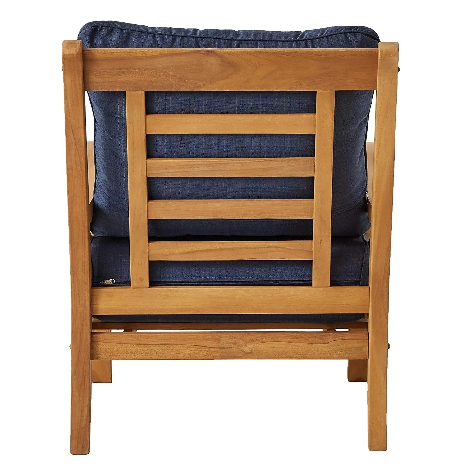 Abbington Teak Wood Outdoor Lounge Chair with Navy Cushion