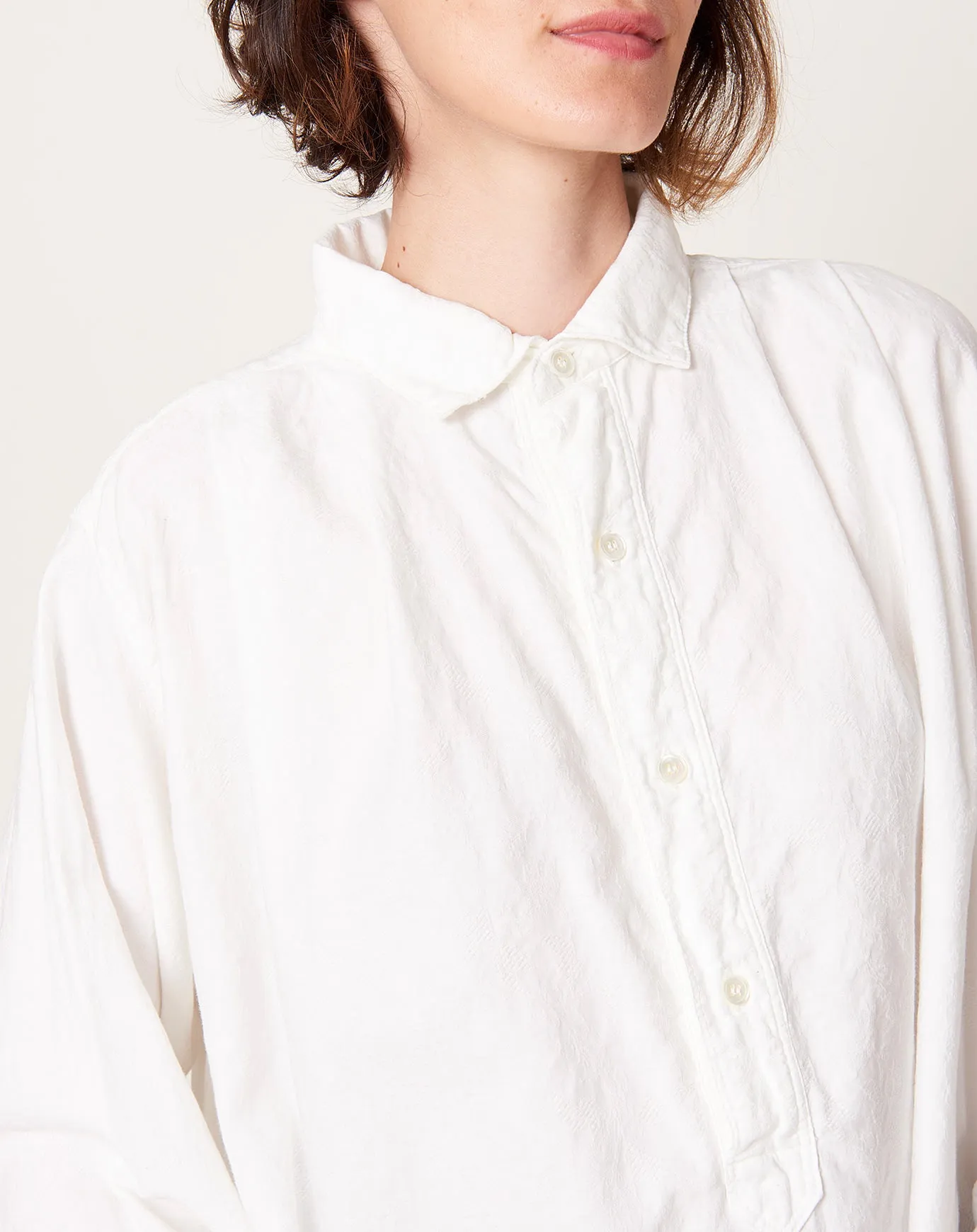 Azumadaki Vintage French Cotton Pullover Shirt in White