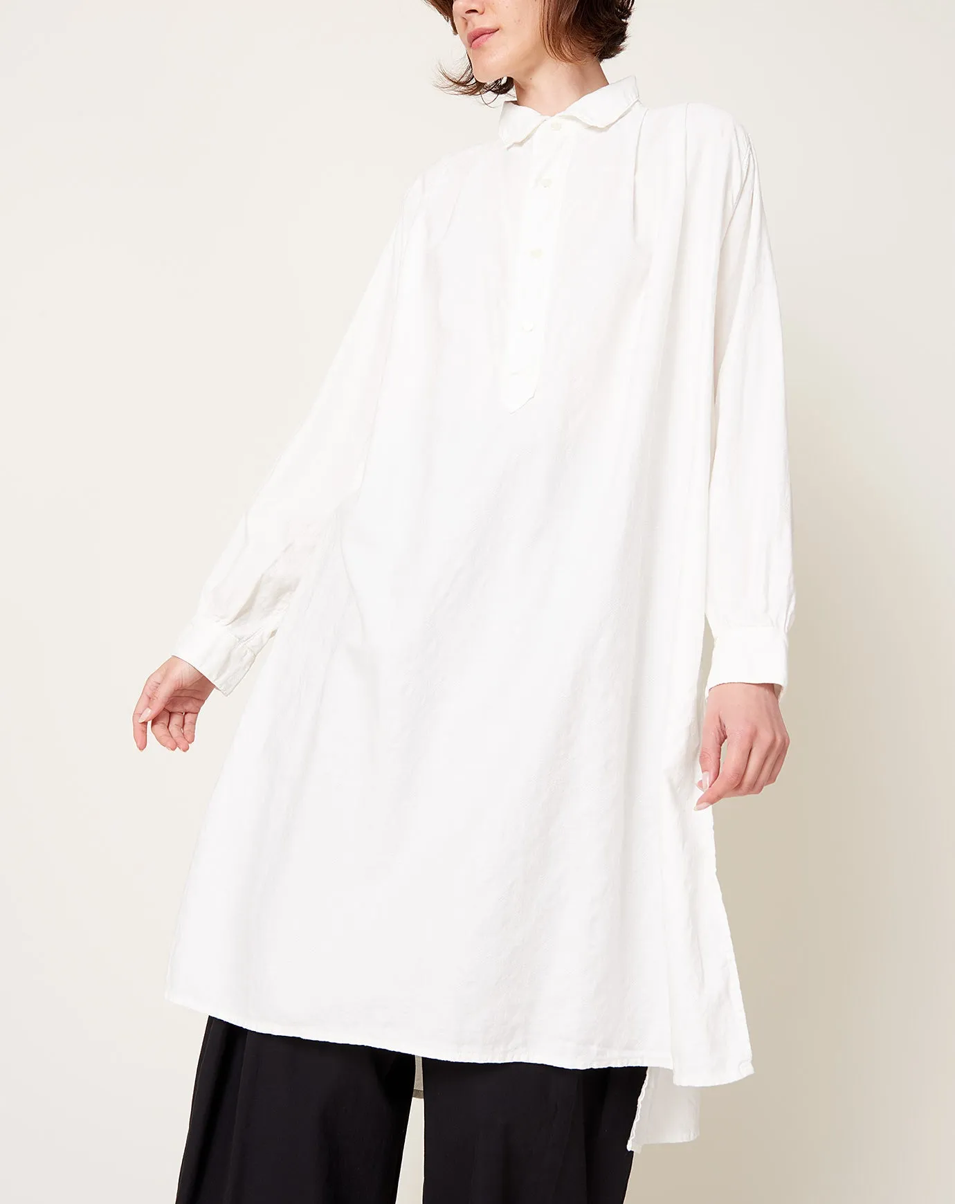 Azumadaki Vintage French Cotton Pullover Shirt in White