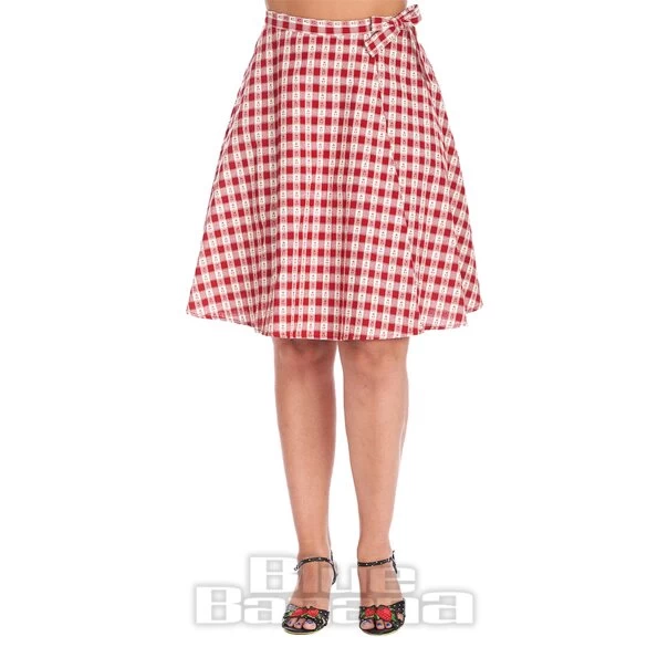 Banned Cherry Check Skirt (Red)