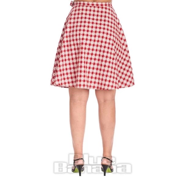 Banned Cherry Check Skirt (Red)