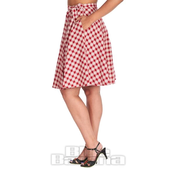 Banned Cherry Check Skirt (Red)