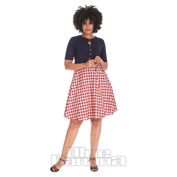 Banned Cherry Check Skirt (Red)