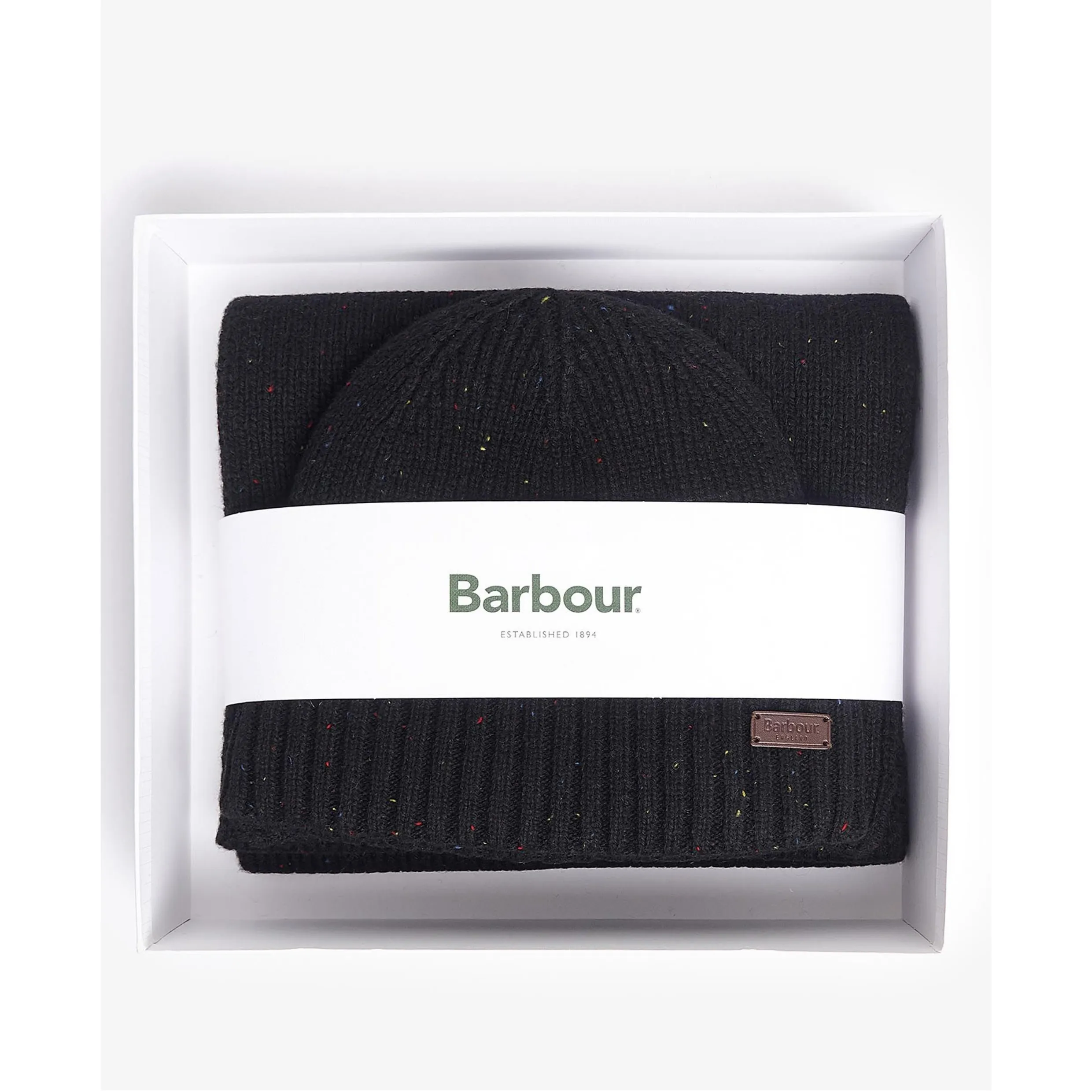 Barbour Carlton Fleck Beanie & Scarf Gift Set Black MGS0047BK31