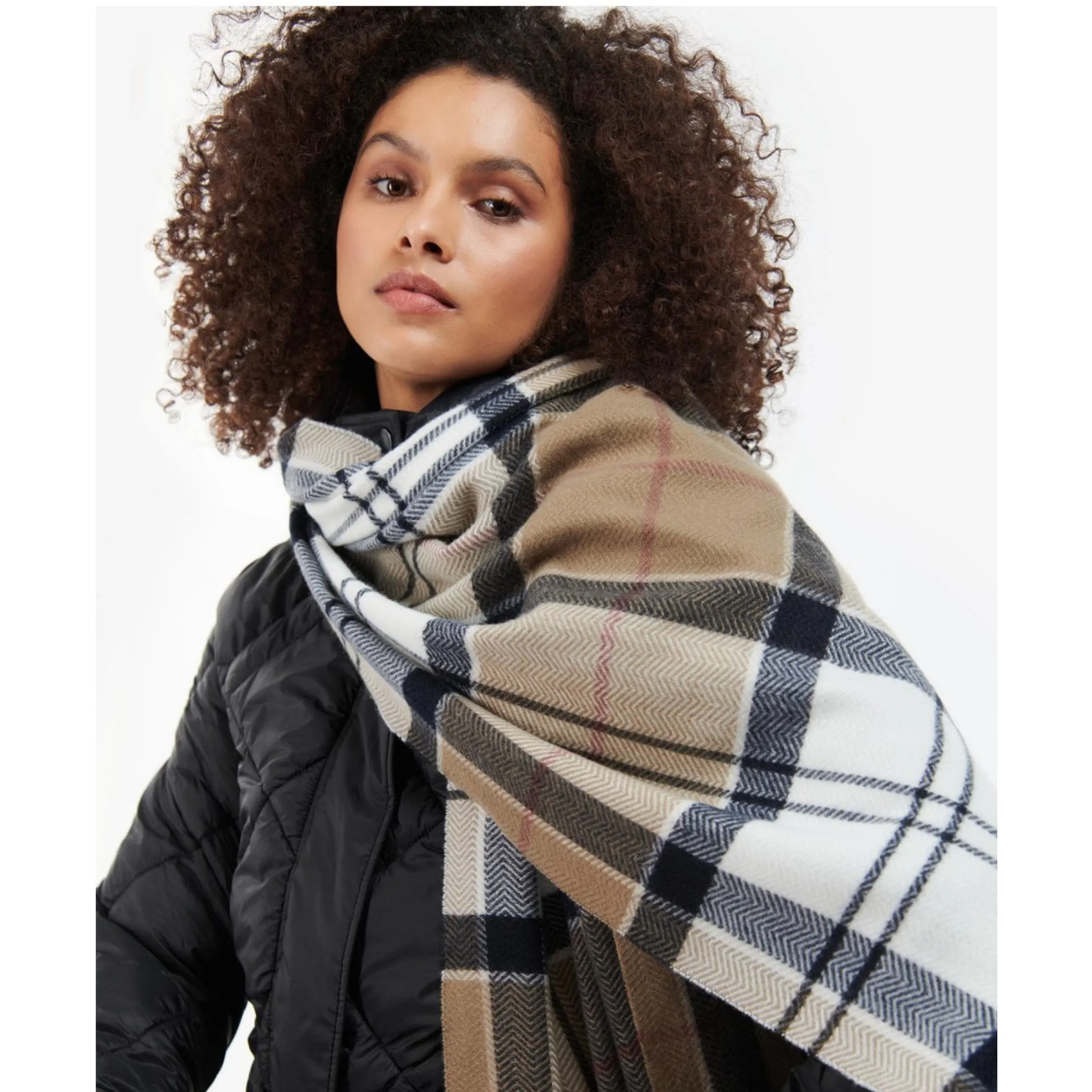 Barbour Emmeline in Rosewood Tartan Scarf LSC0380