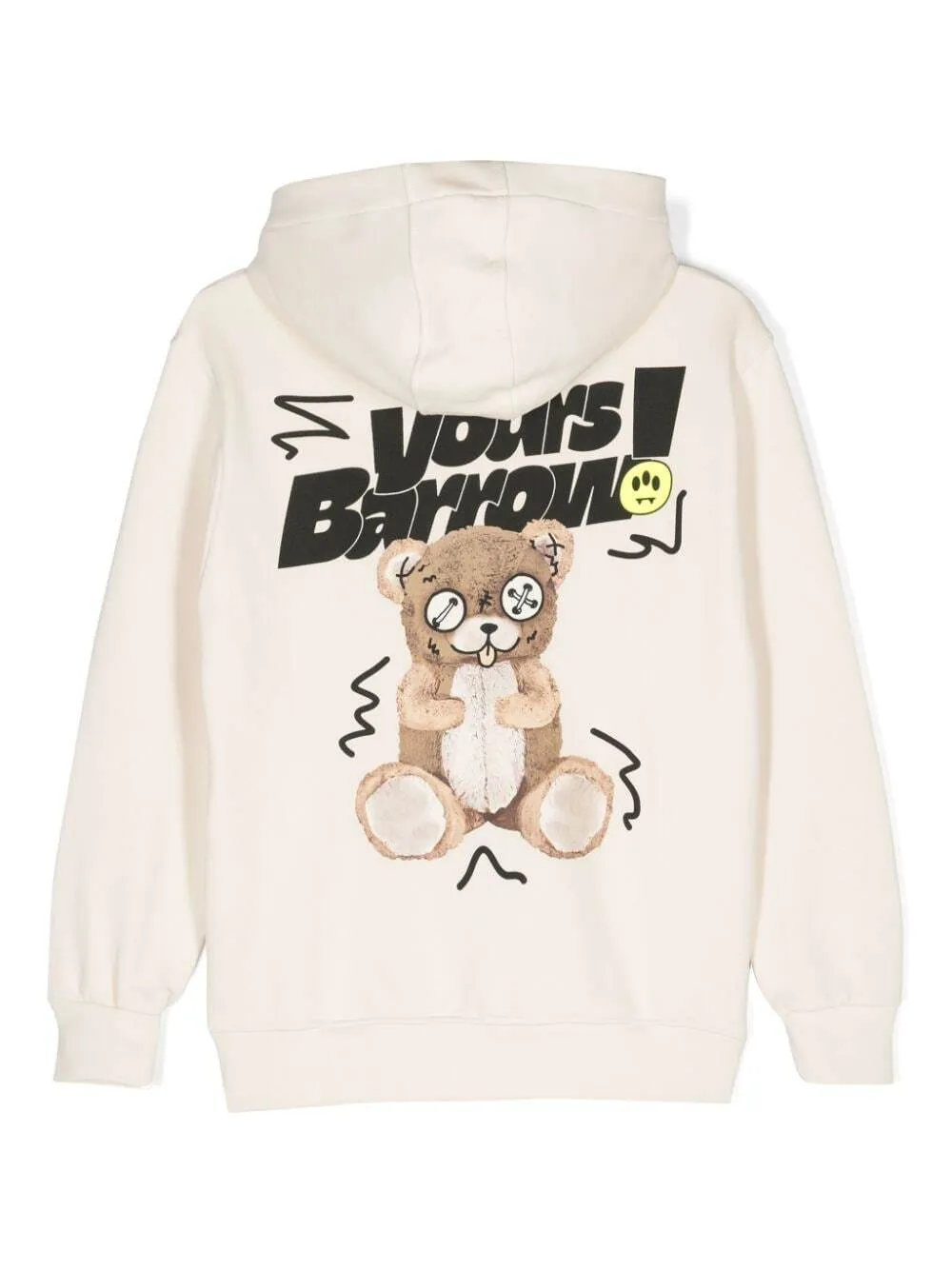 Barrow kids Bear-print cotton hoodie - White