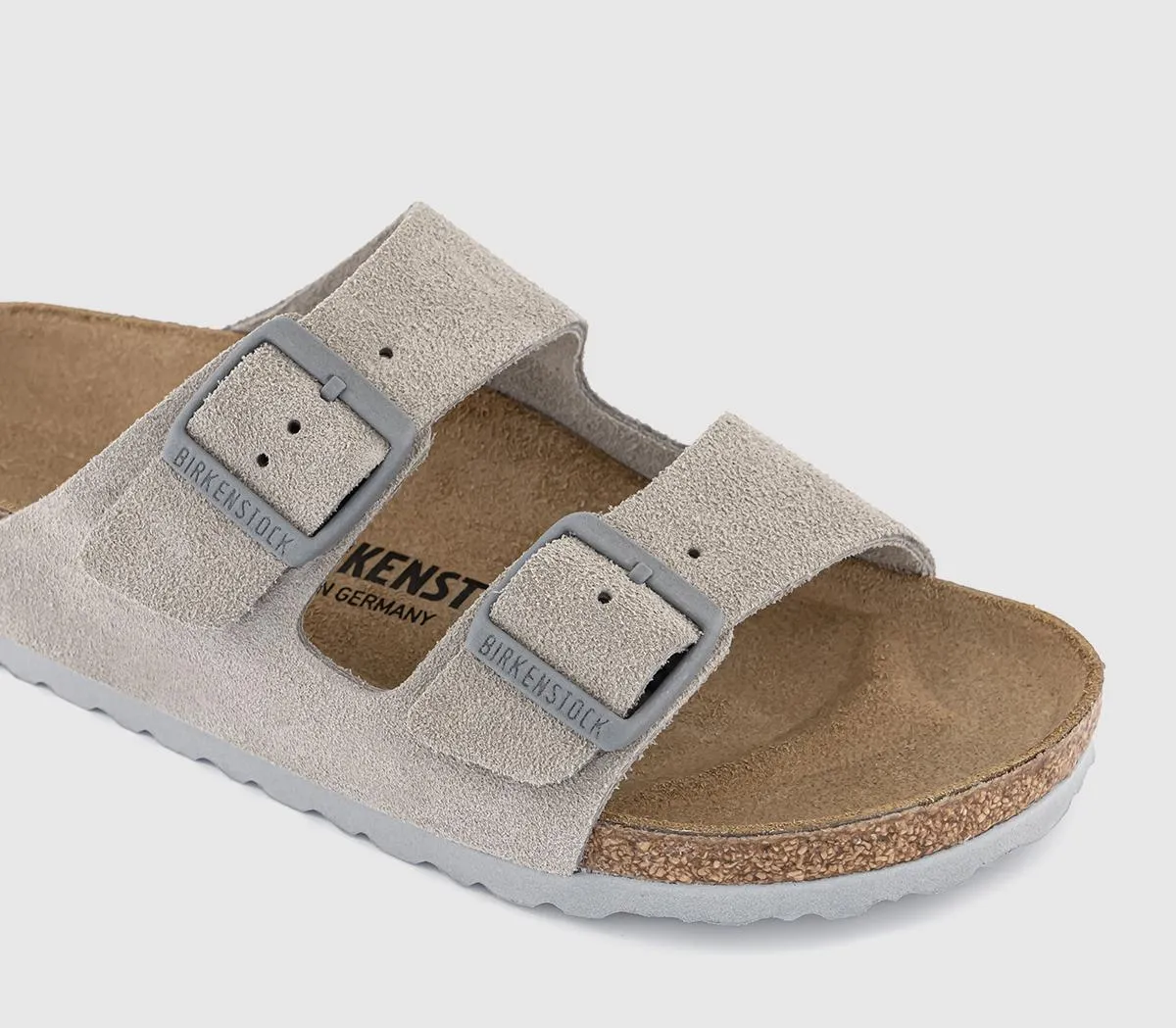 BIRKENSTOCK Arizona Two Strap Sandals Stone Coin Suede