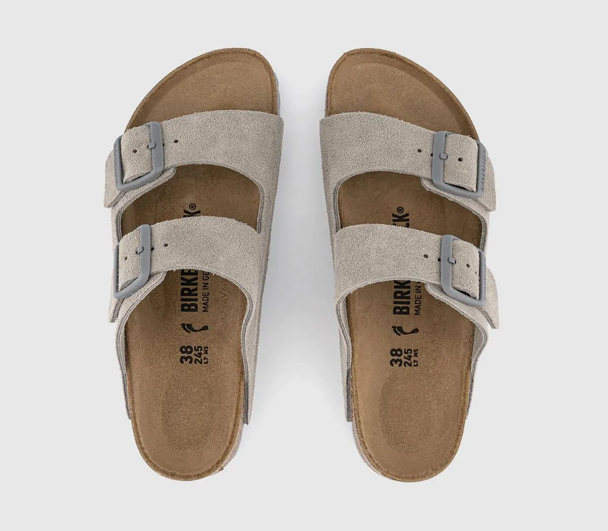 BIRKENSTOCK Arizona Two Strap Sandals Stone Coin Suede