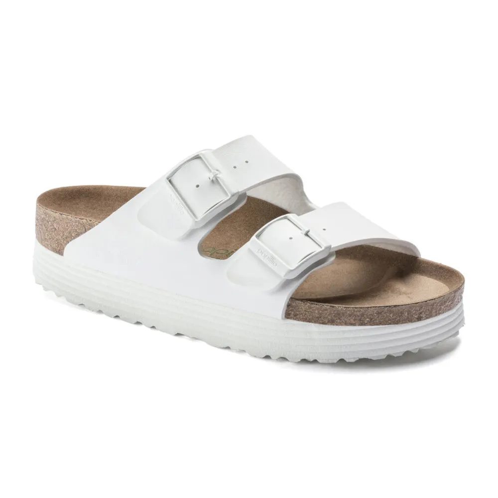 Birkenstock Papillio Arizona Platform Vegan White Birko-Flor Women’s Sandals (Narrow)