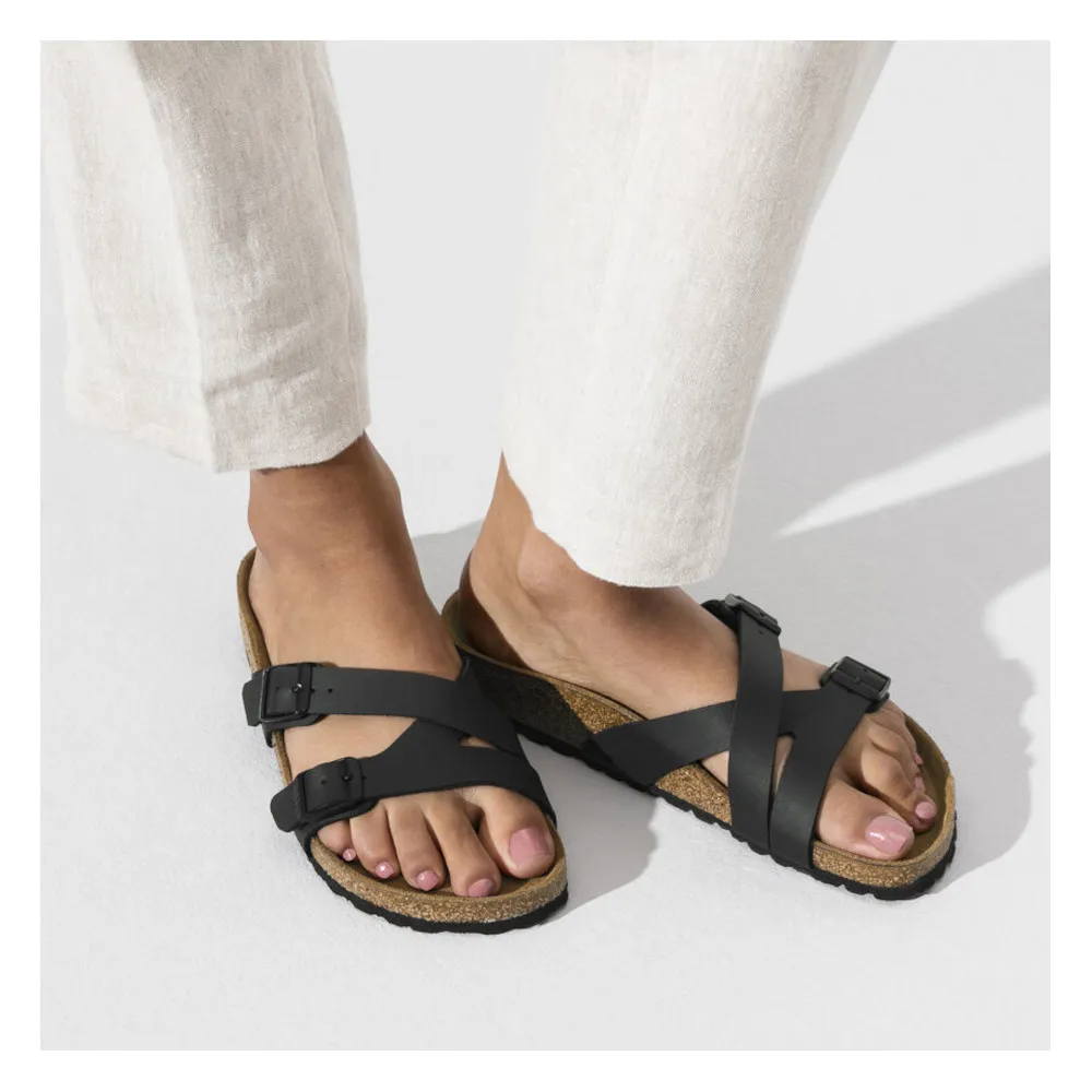 Birkenstock Yao Black Birko-Flor Women’s Sandals (Regular)