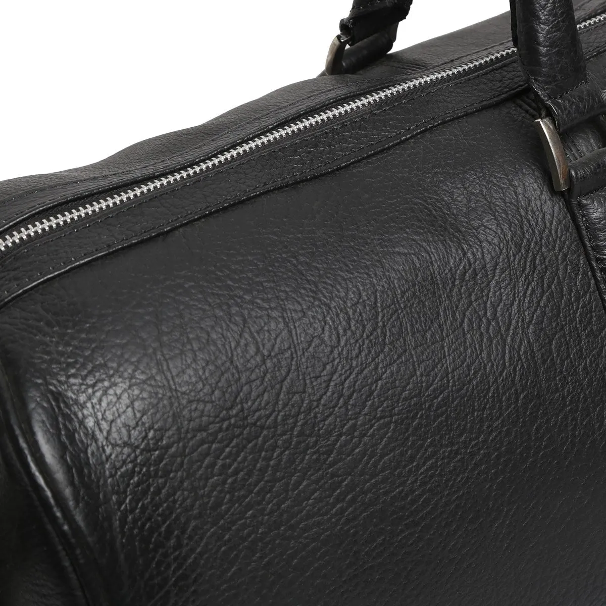 Black High Grained Textured Leather Duffle Bag By Brune & Bareskin