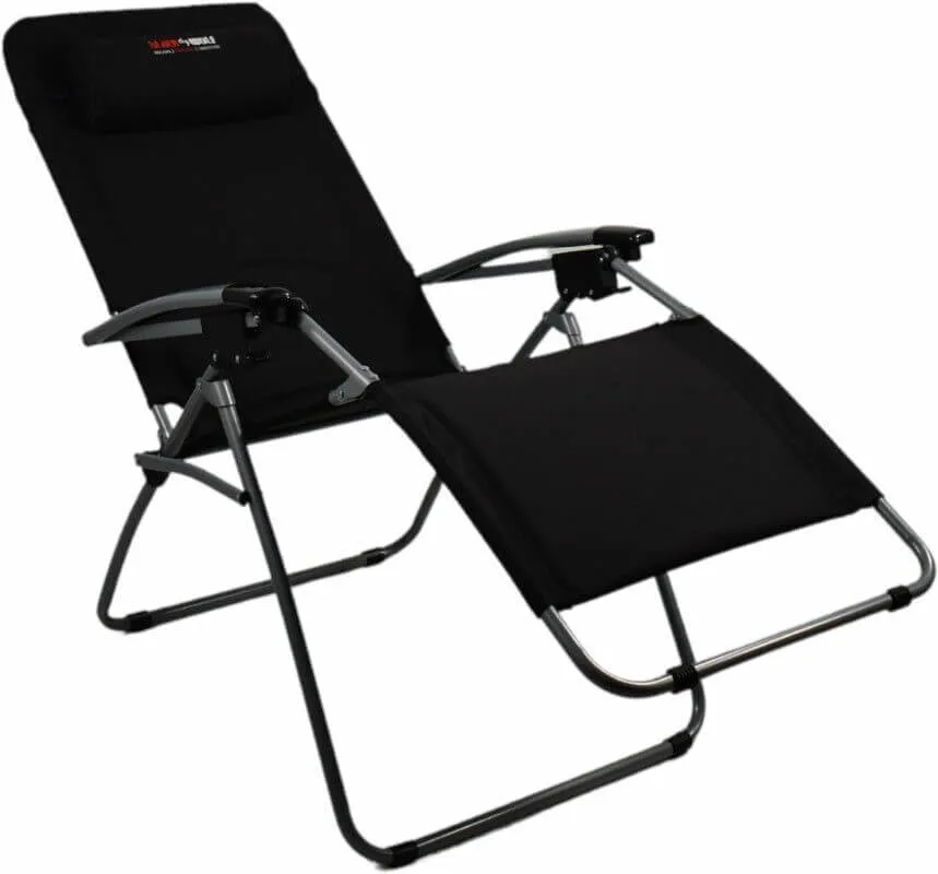 BlackWolf Folding Reclining Lounger Chair - Jet Black