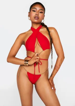 Blazed Chain of Love Strappy Bikini Set-