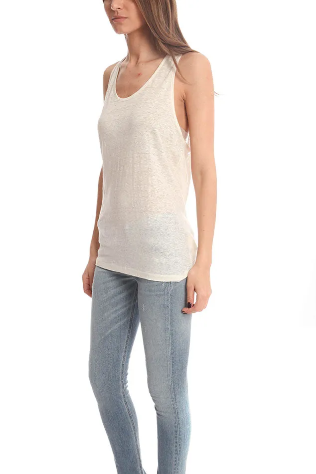 Bone White Acne Belief Linen Tank