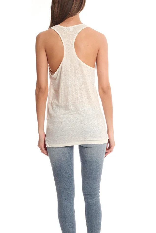 Bone White Acne Belief Linen Tank