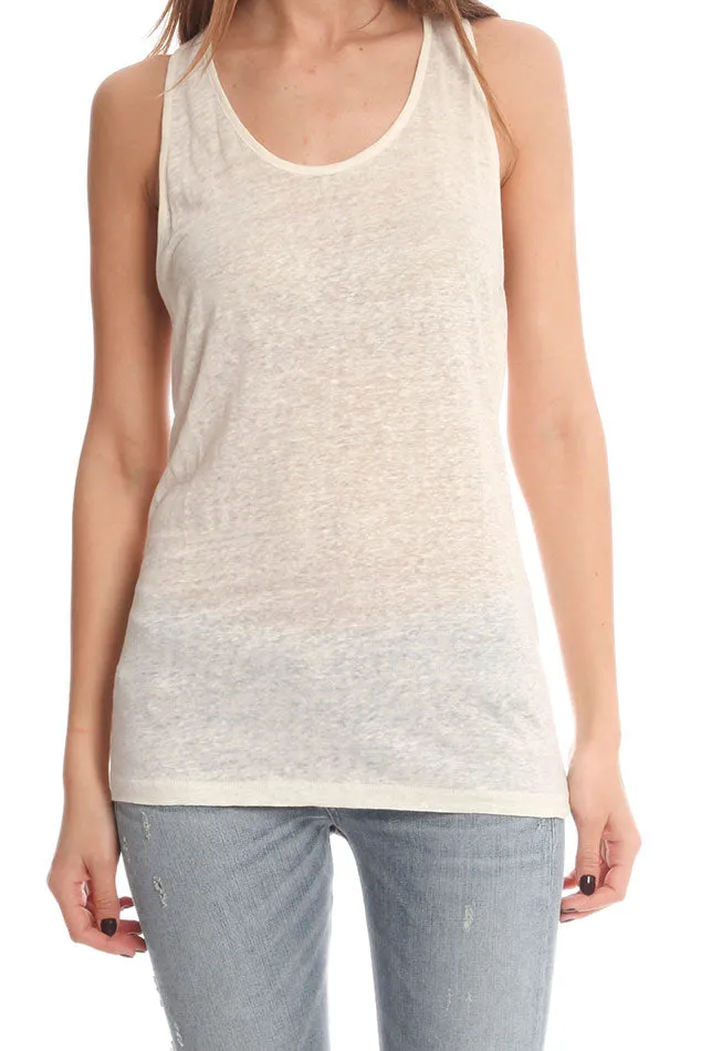 Bone White Acne Belief Linen Tank