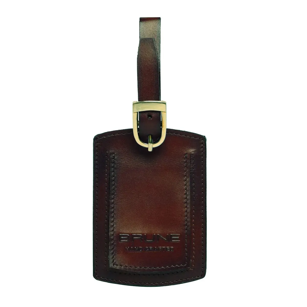 Brown High Veg Tan Leather Bag Tag by BRUNE & BARESKIN