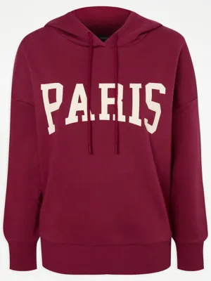 Burgundy Paris Hoodie | Women | George at ASDA