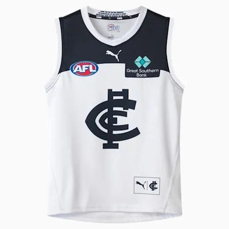 Carlton Football Club 2024 Replica CLASH Guernsey - Youth 8-16 years | PUMA White-Dark Navy-CFC | PUMA All Football Products | P