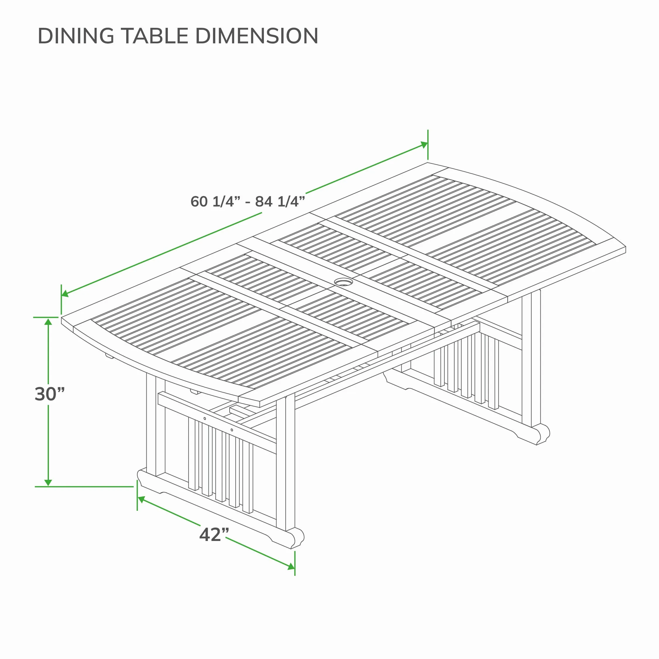 Caterina Teak Wood Extendable Outdoor Dining Table