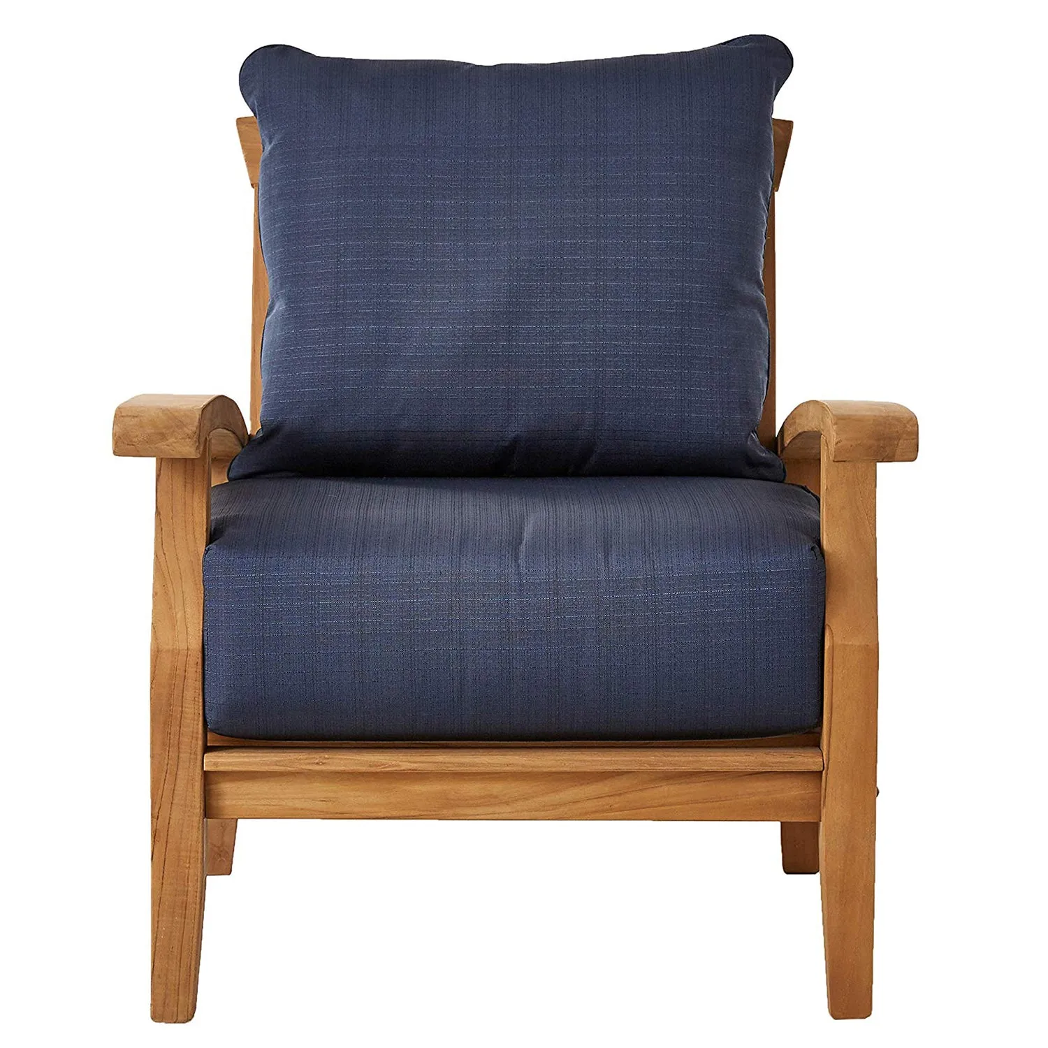 Caterina Teak Wood Outdoor Lounge Chair with Navy Cushion