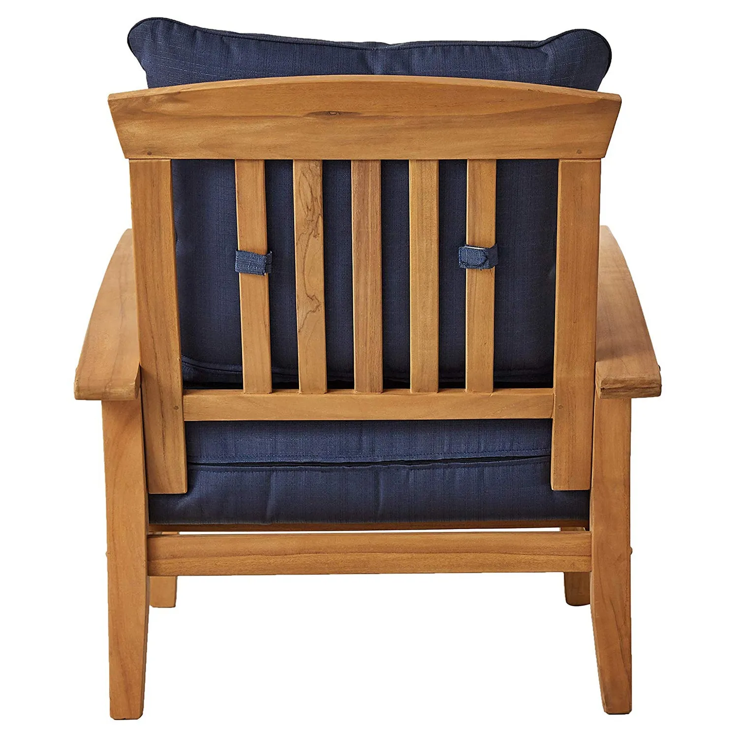 Caterina Teak Wood Outdoor Lounge Chair with Navy Cushion