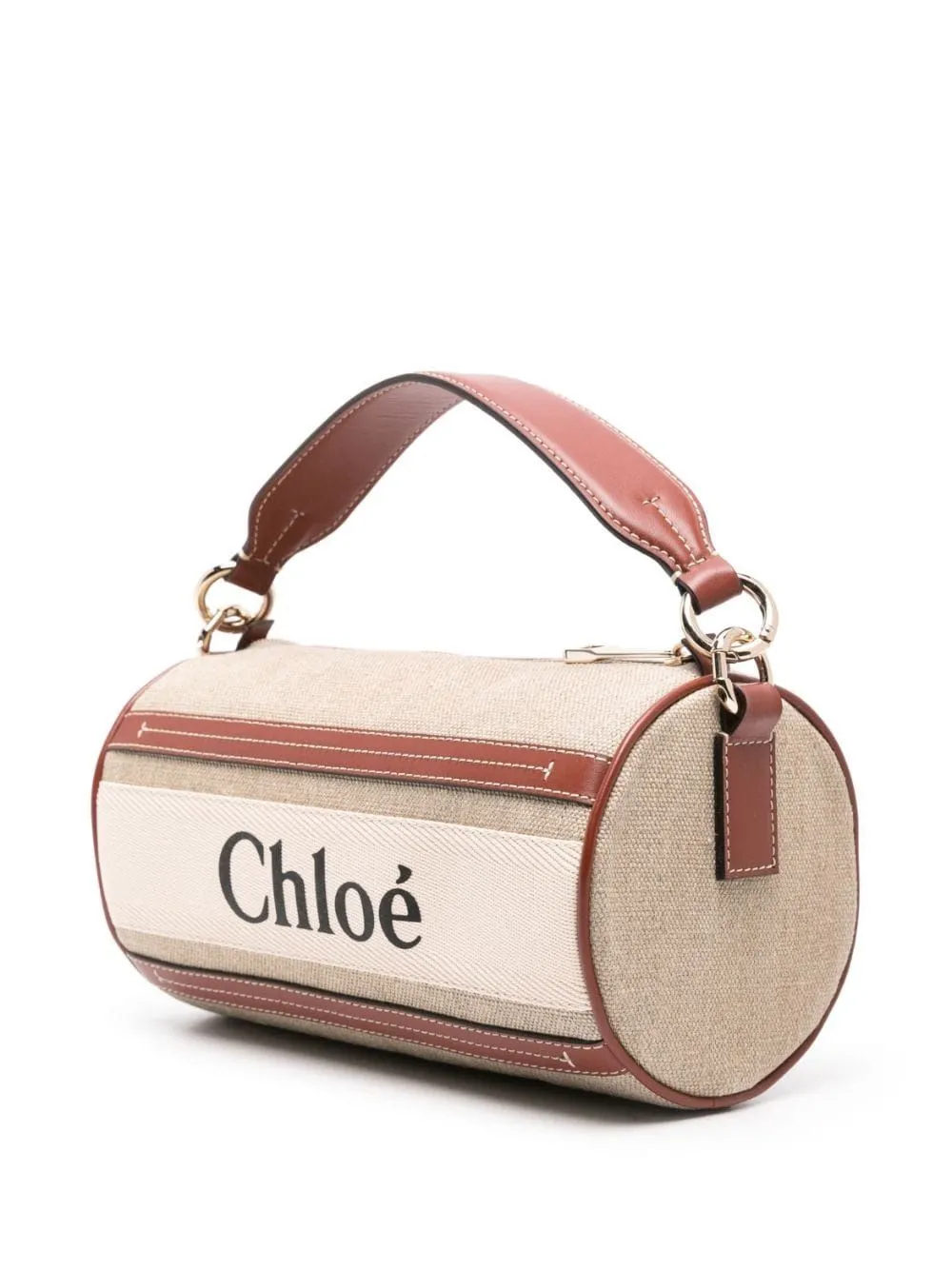 CHLO Woody Belted Linen Shoulder Bag