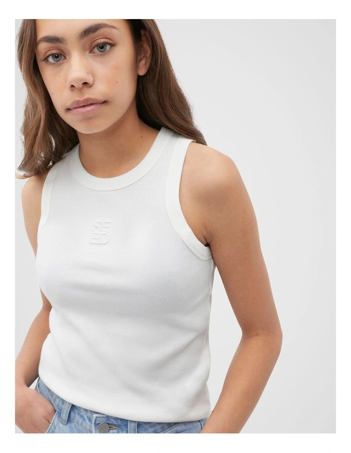 Core Logo Rib Tank in White