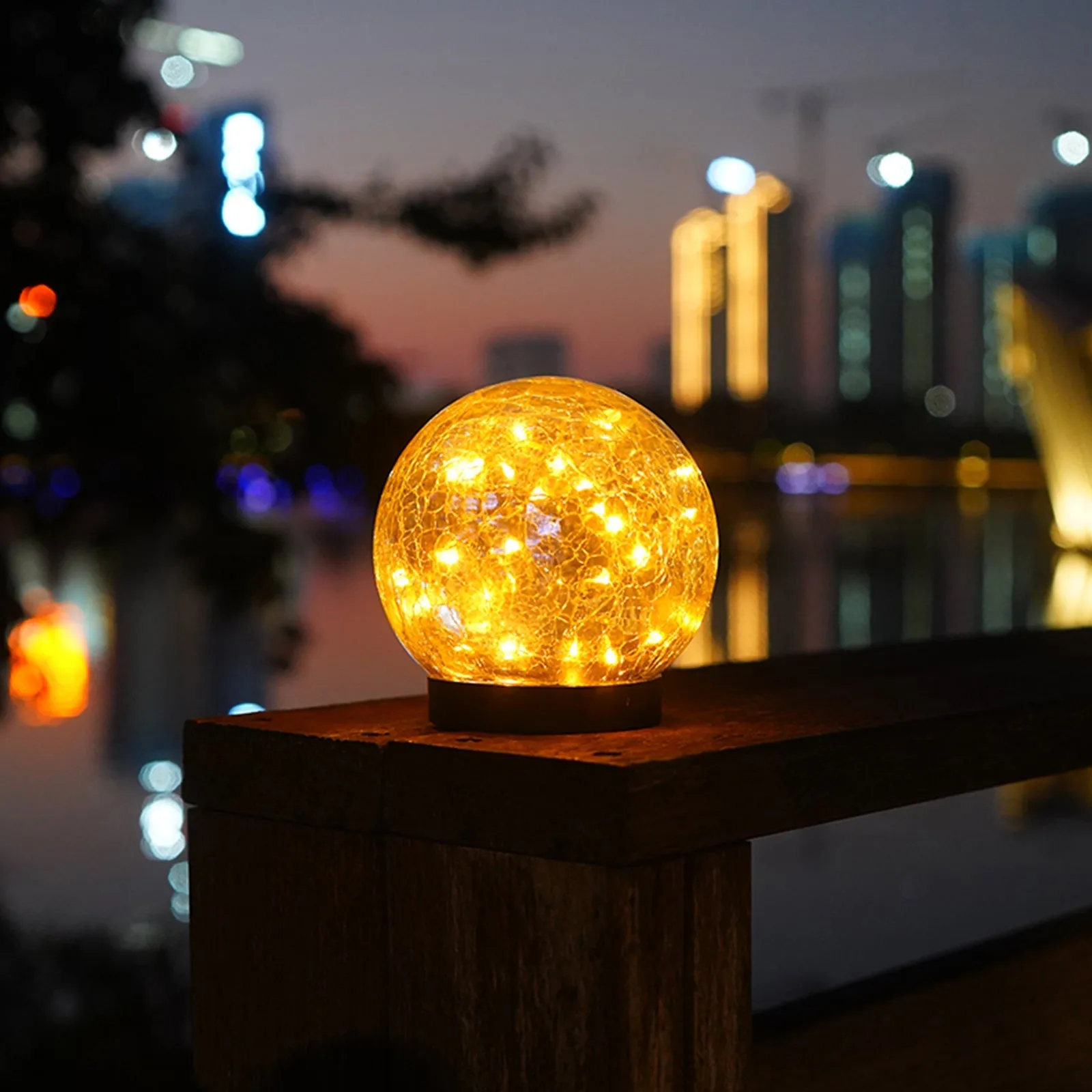 Cracked Glass Ball Outdoor Solar Light - Set of 2