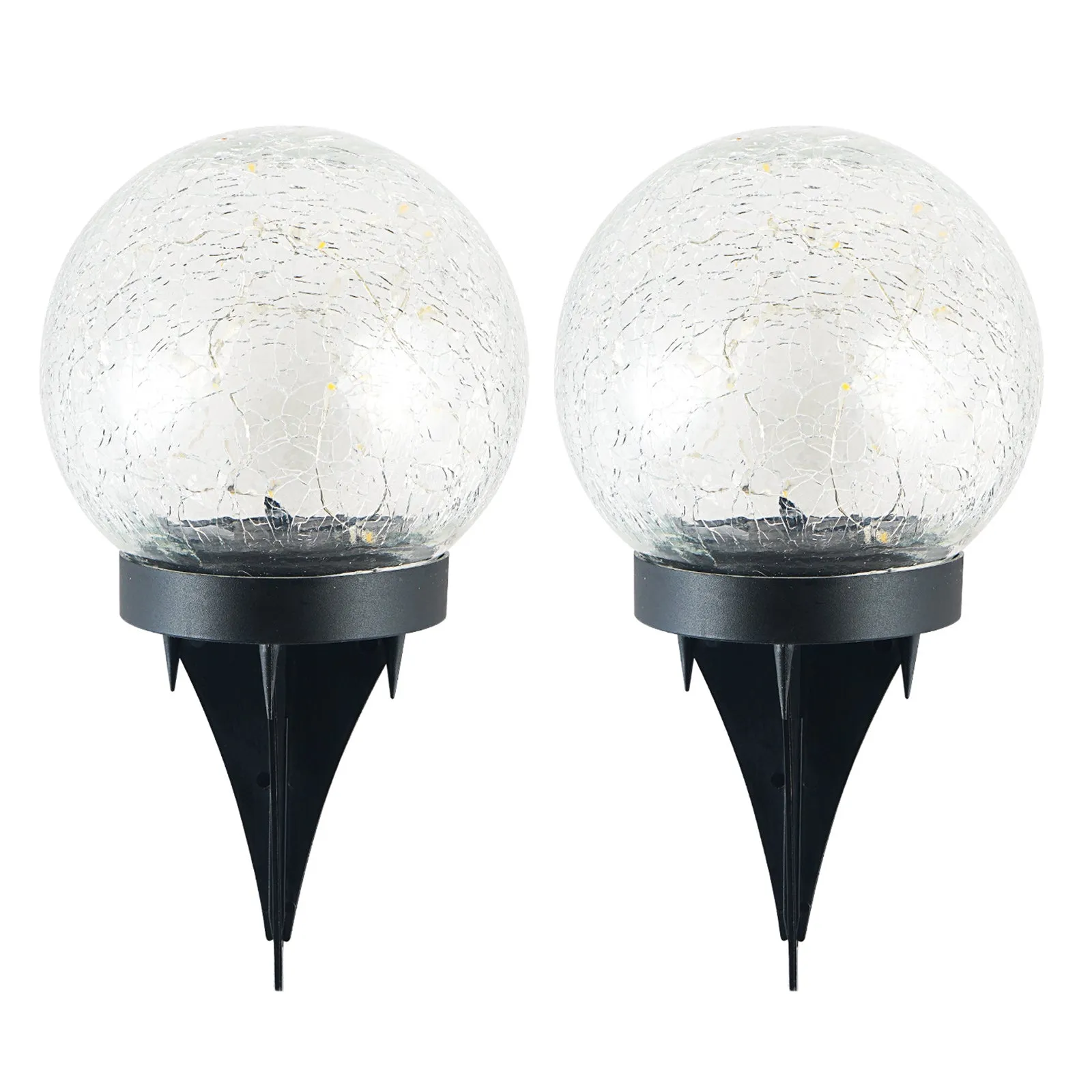 Cracked Glass Ball Outdoor Solar Light - Set of 2