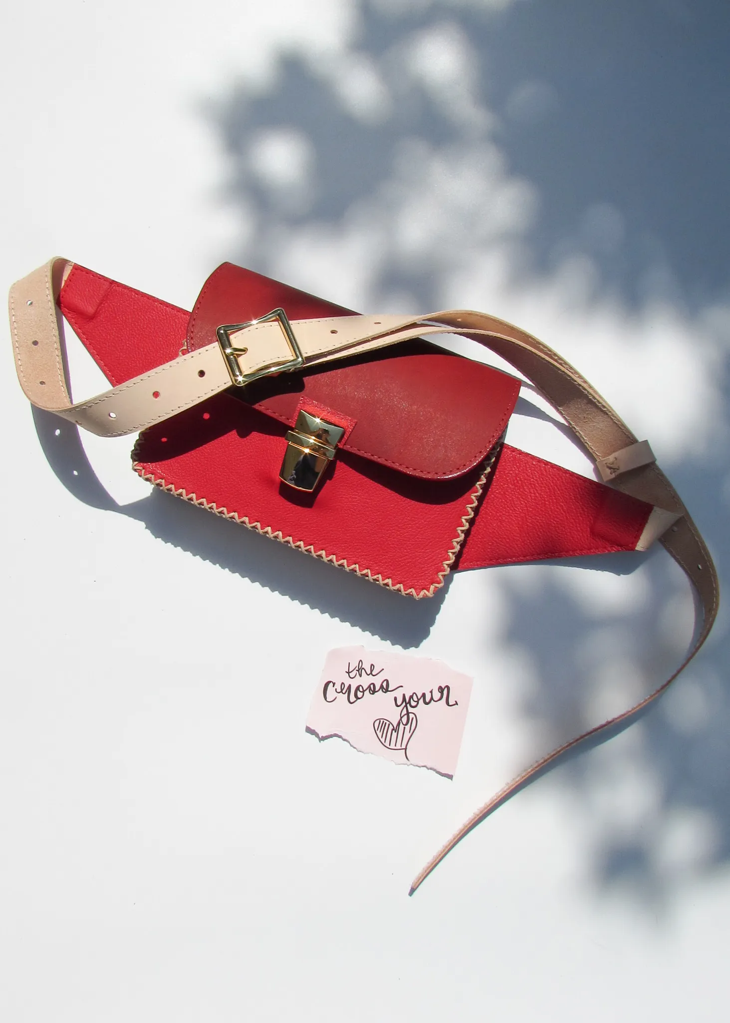 cross your heart bag in scarlet