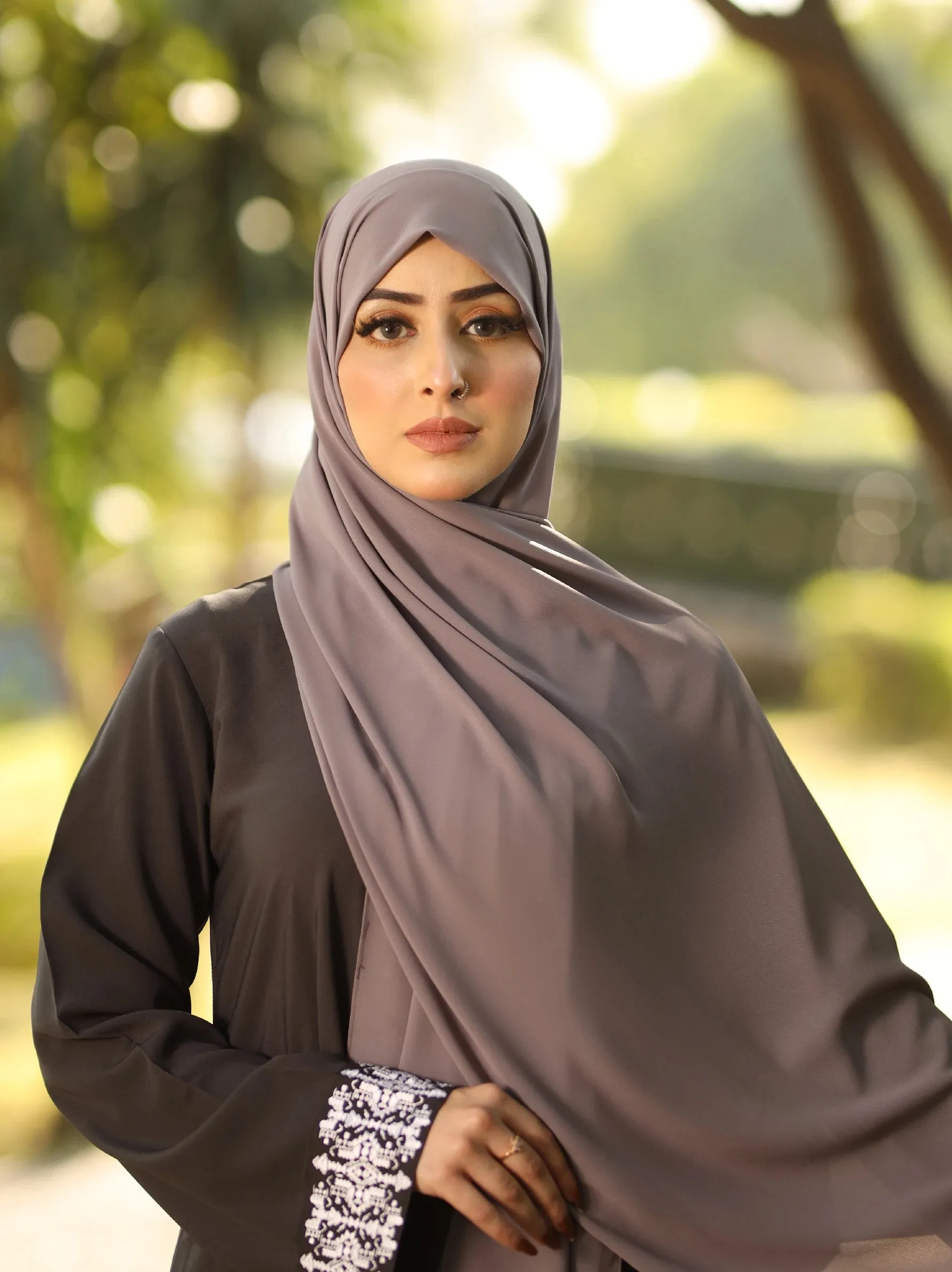 Dark Grey Opaque Chiffon Scarf