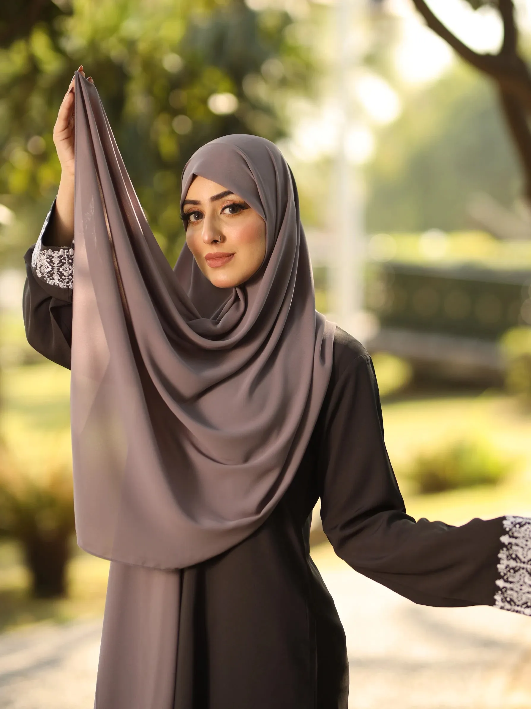 Dark Grey Opaque Chiffon Scarf