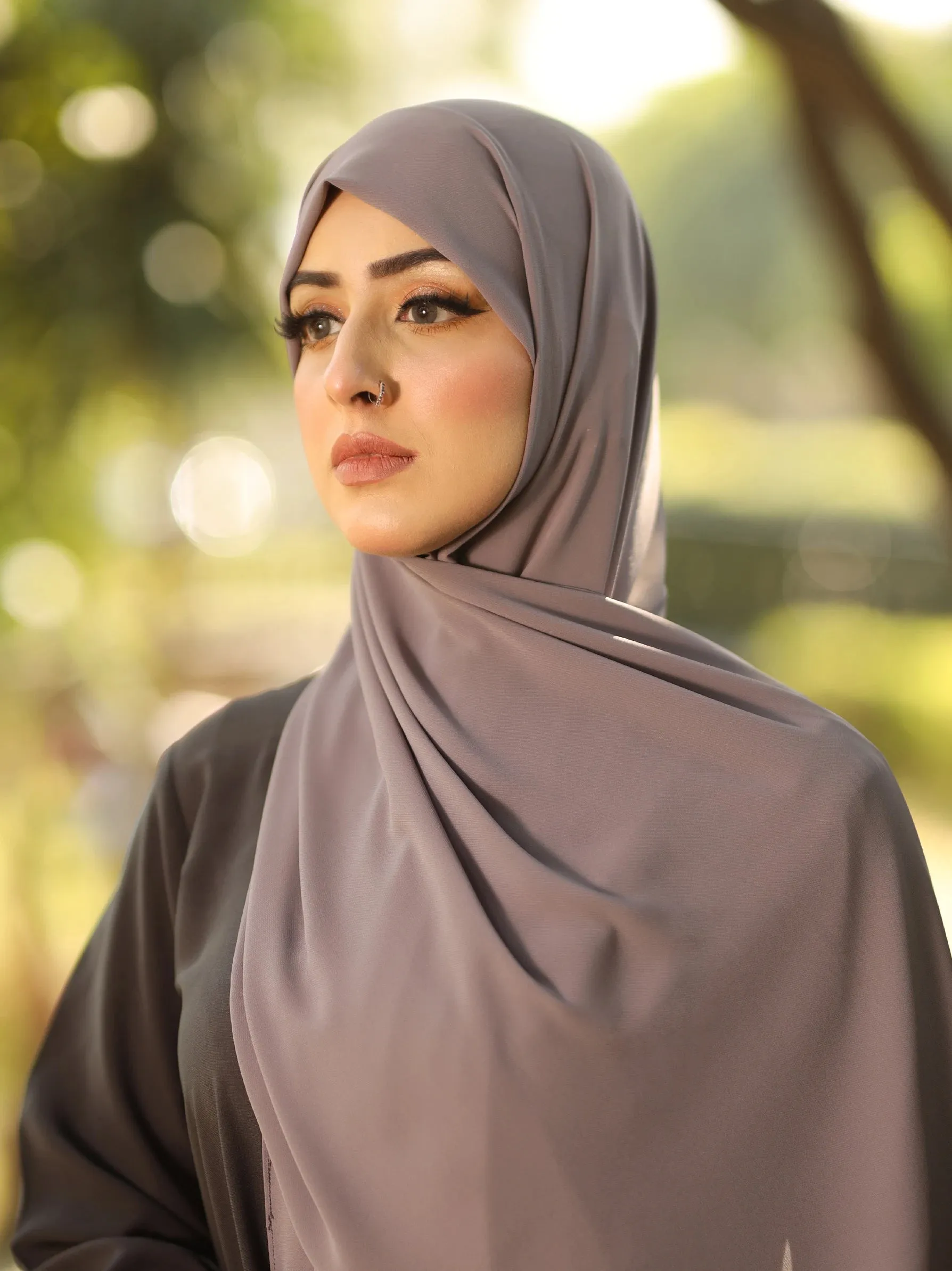 Dark Grey Opaque Chiffon Scarf