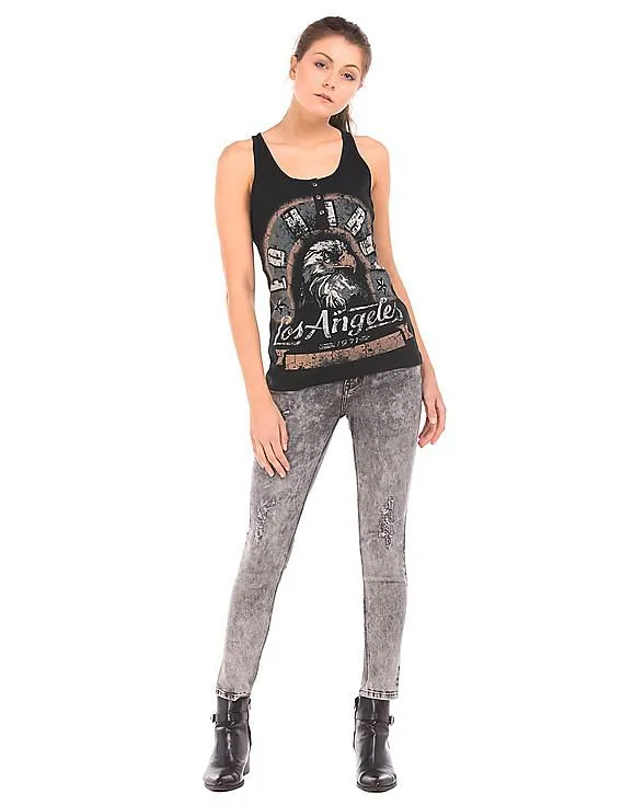 EdHardy Women Printed Racerback Tank Top