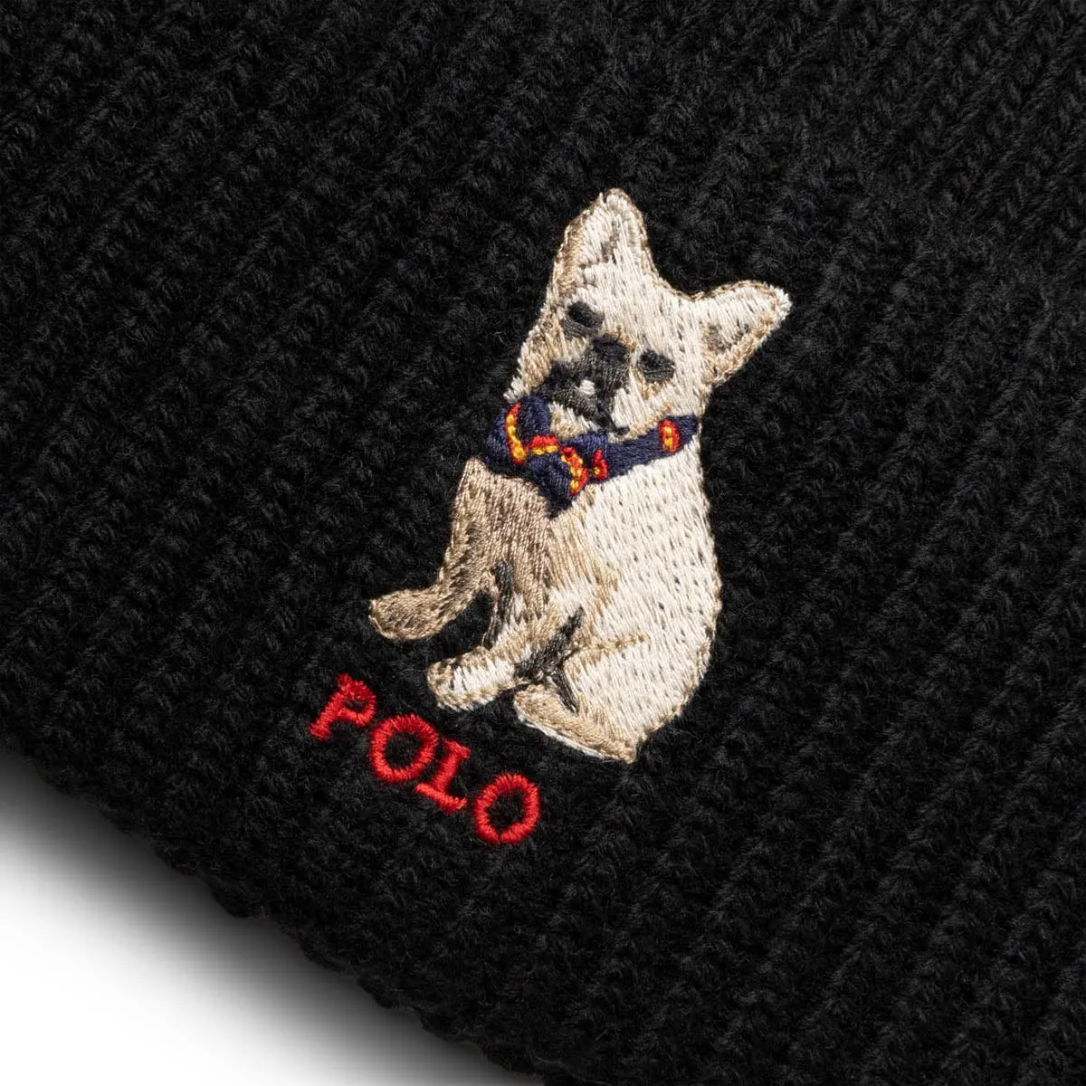 EMBROIDERED FRENCHIE BEANIE POLO BLACK | Bodega