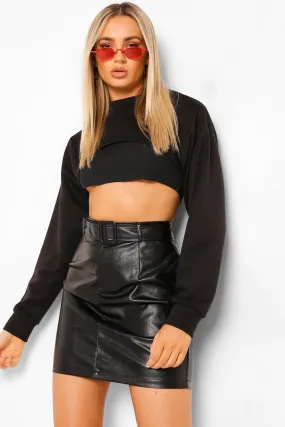 Faux Leather Belted Skirt