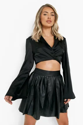 Faux Leather Skater Skirt