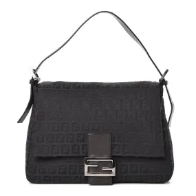 FENDI ZUCCA MAMA BAGUETTE BAG-BLACK