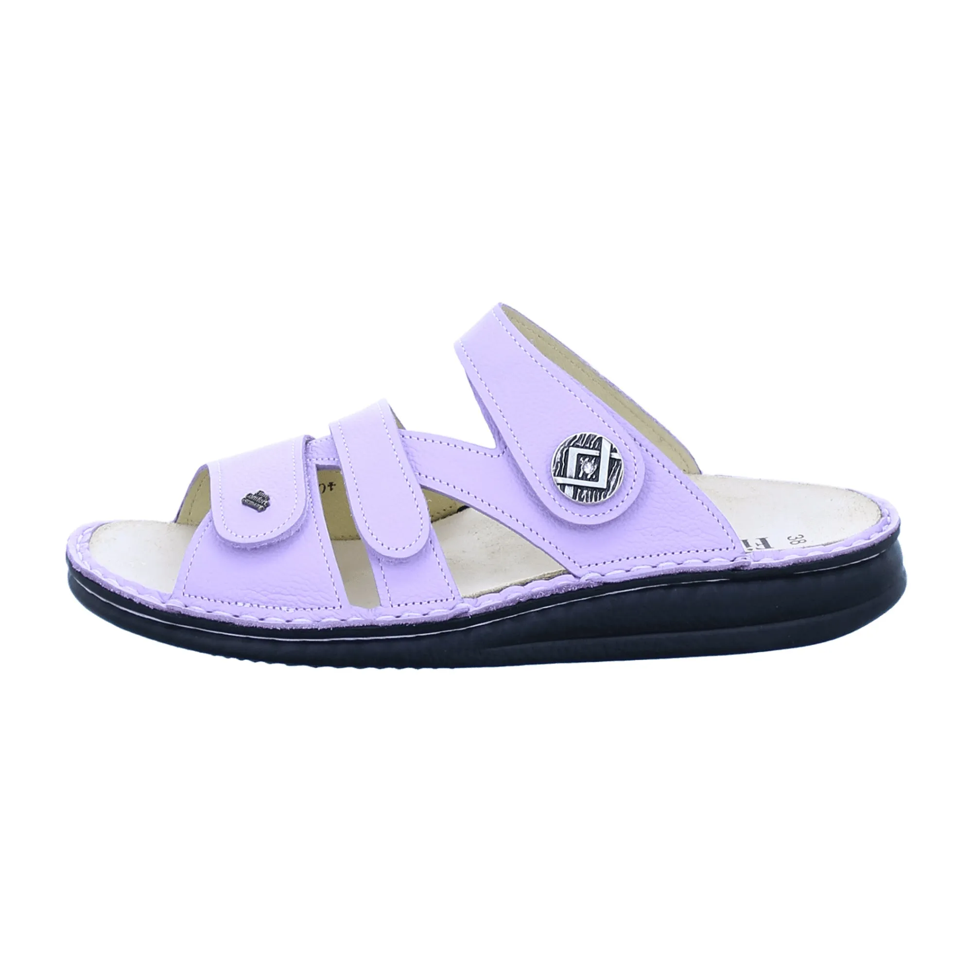 Finn Comfort Agueda Women's Sandals - Multicolor Lilac Leather Slides with Adjustable Straps