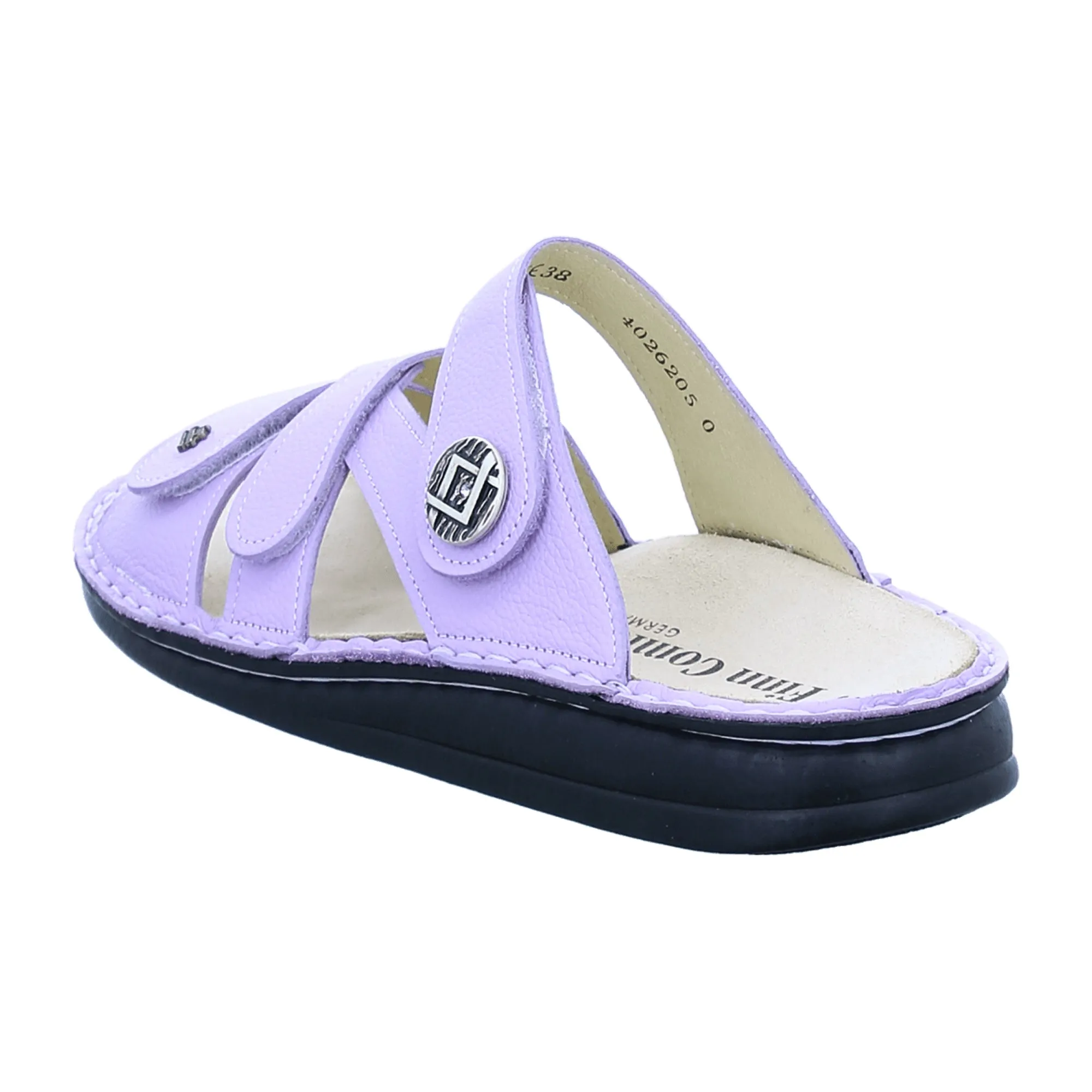 Finn Comfort Agueda Women's Sandals - Multicolor Lilac Leather Slides with Adjustable Straps