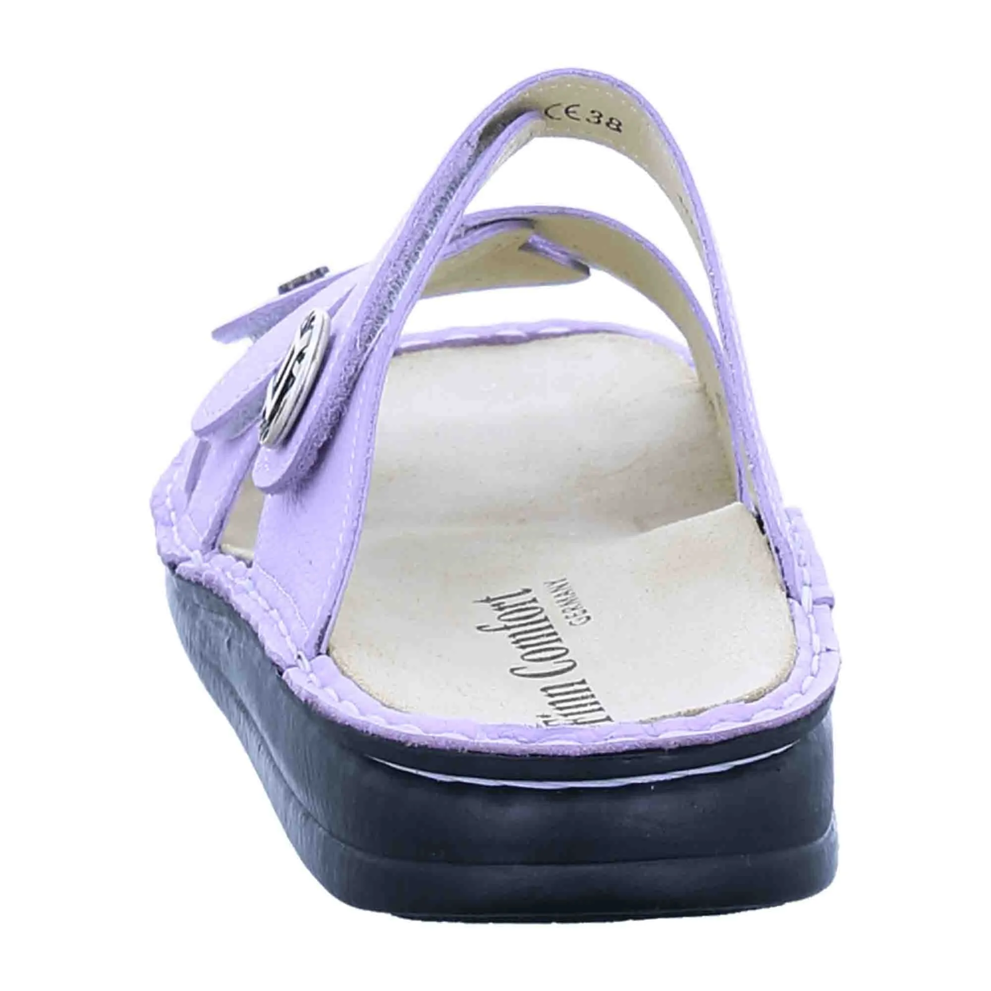 Finn Comfort Agueda Women's Sandals - Multicolor Lilac Leather Slides with Adjustable Straps