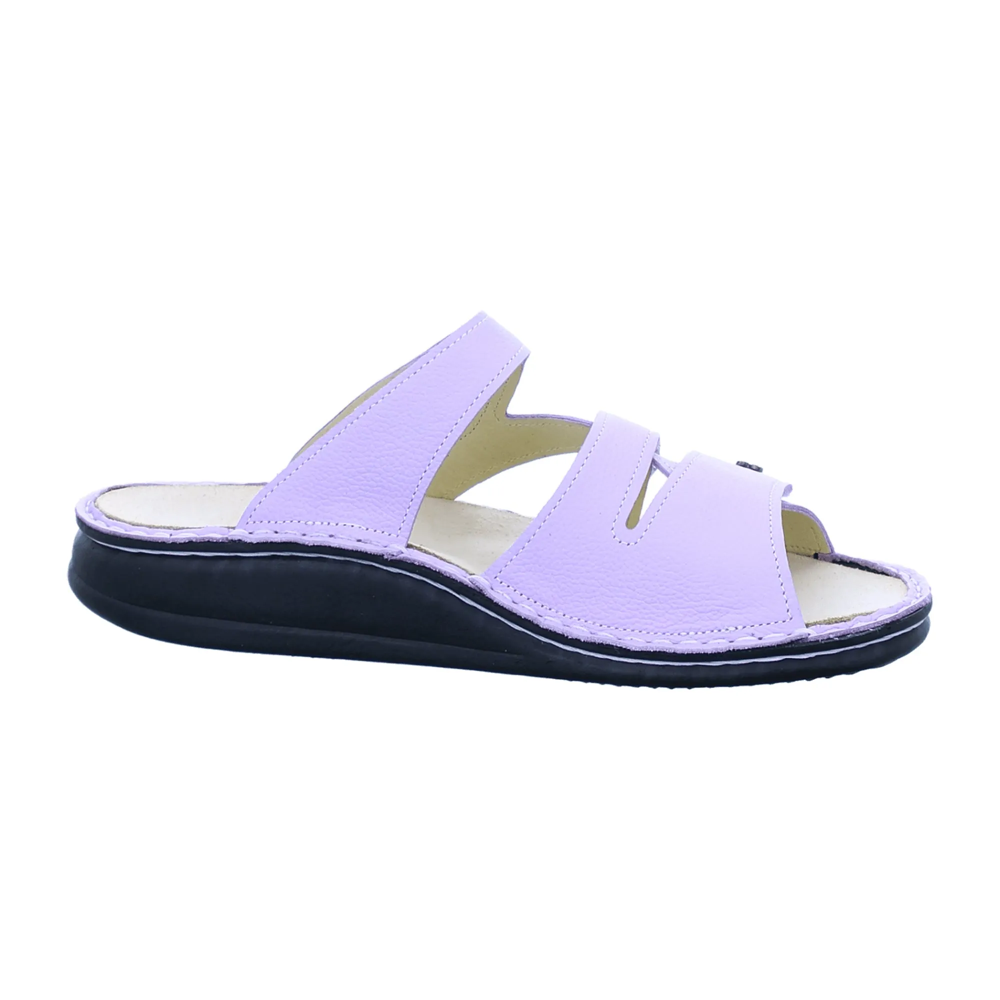 Finn Comfort Agueda Women's Sandals - Multicolor Lilac Leather Slides with Adjustable Straps