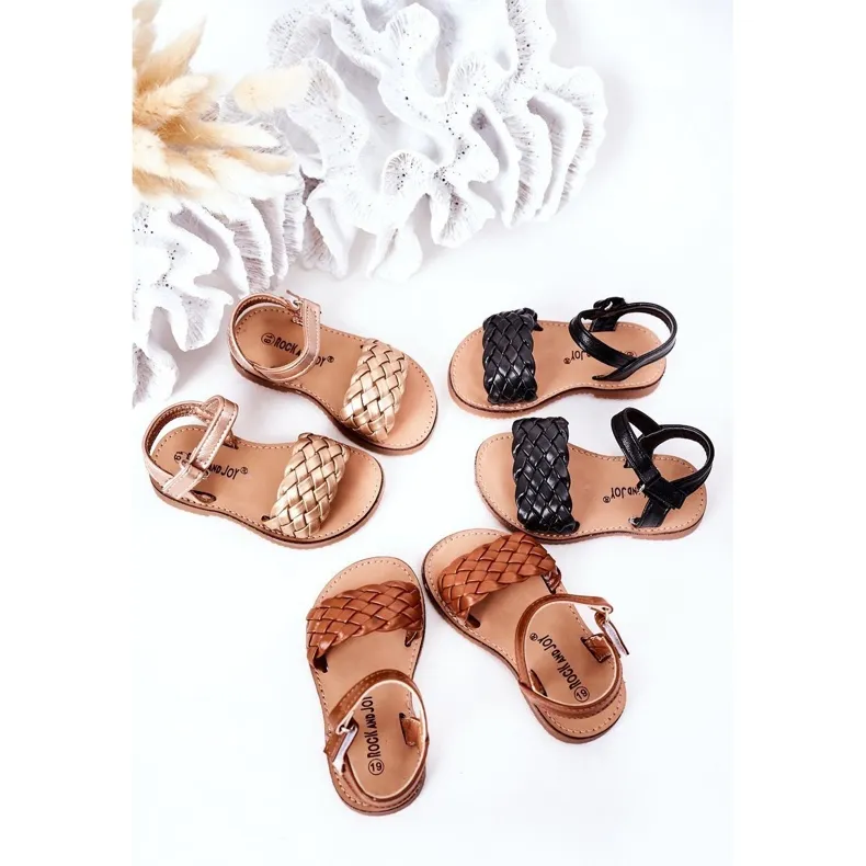 FR1 Children's Sandals With Braided Rose Gold Bailly golden golden