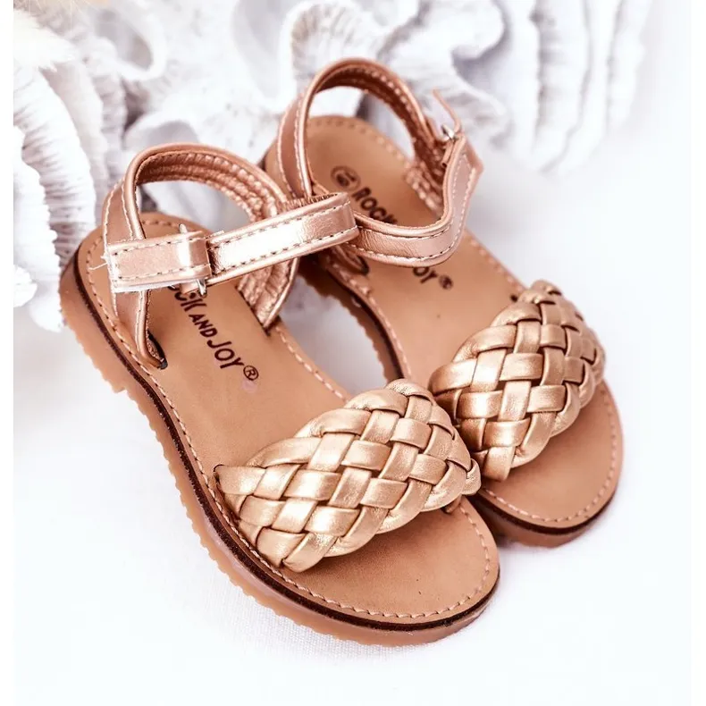 FR1 Children's Sandals With Braided Rose Gold Bailly golden golden