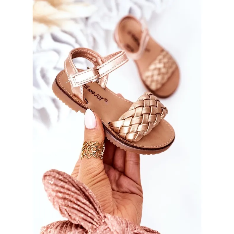 FR1 Children's Sandals With Braided Rose Gold Bailly golden golden