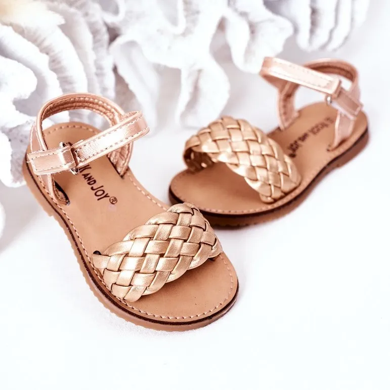 FR1 Children's Sandals With Braided Rose Gold Bailly golden golden