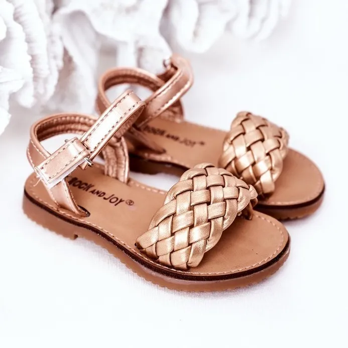 FR1 Children's Sandals With Braided Rose Gold Bailly golden golden