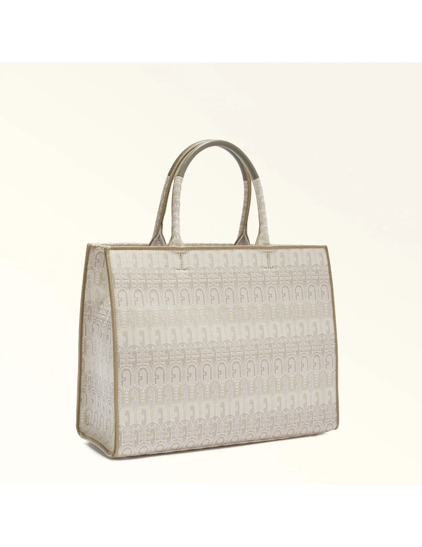 FURLA OPPORTUNITY L TOTE IN EMBOSSED JACQUARD WITH FLORAL DETAILS