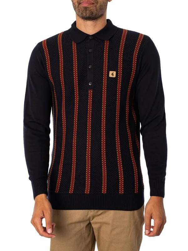 Gabicci Fresco Longsleeved Polo Shirt - Navy